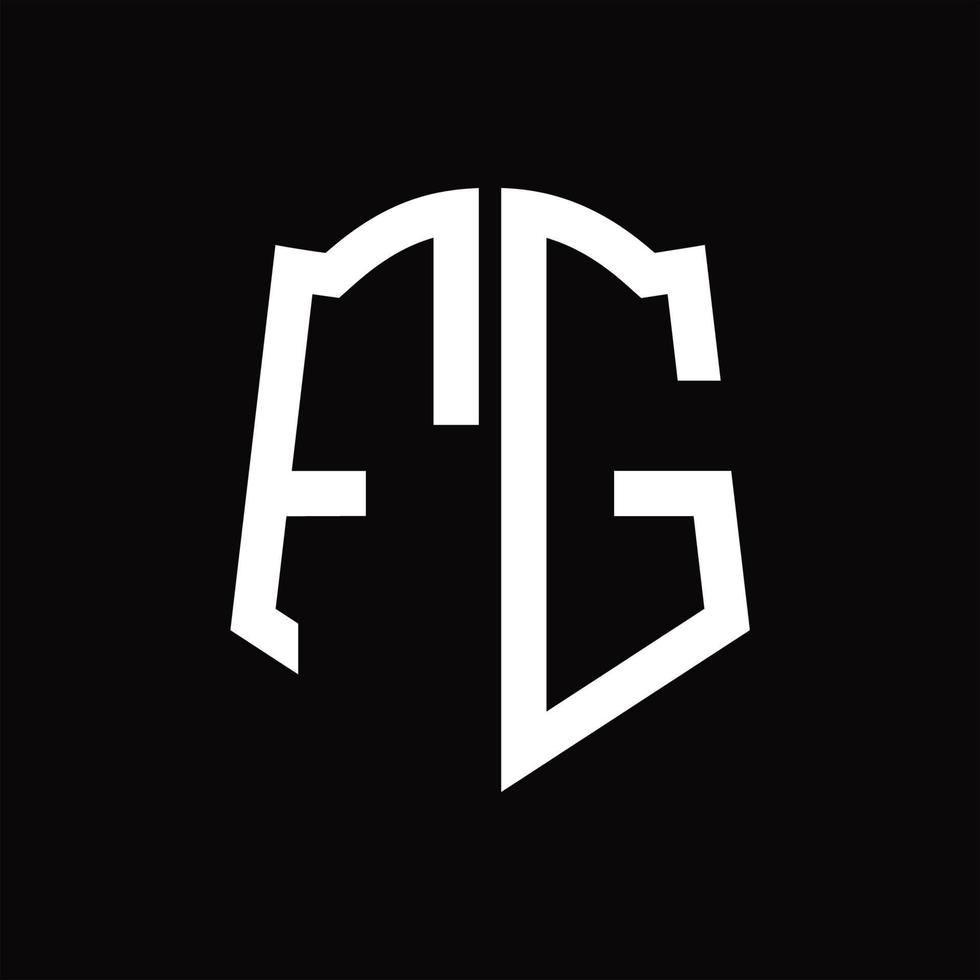fg-Logo-Monogramm mit Band-Design-Vorlage in Schildform vektor