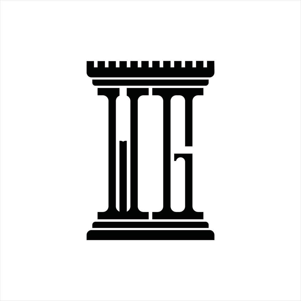 wg logotyp monogram med pelare form design mall vektor