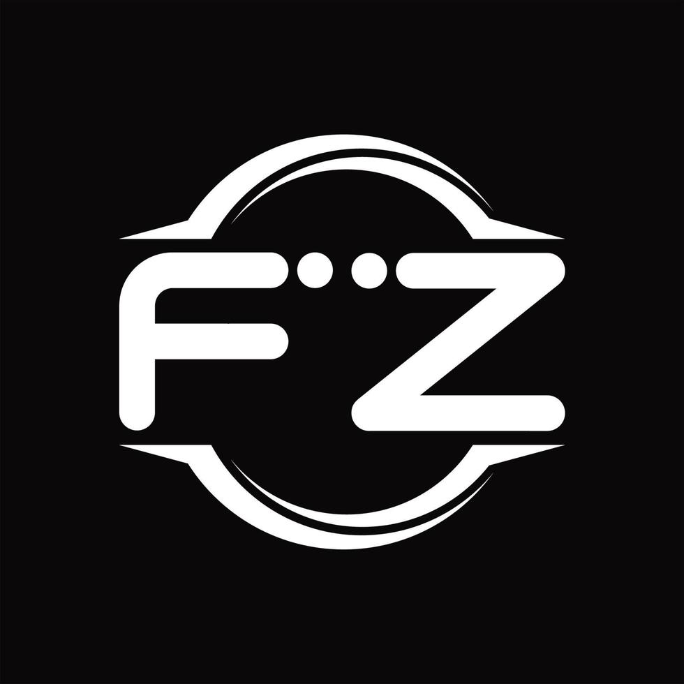 F Z logotyp monogram med cirkel avrundad skiva form design mall vektor