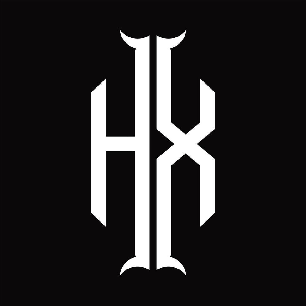 hx logotyp monogram med horn form design mall vektor