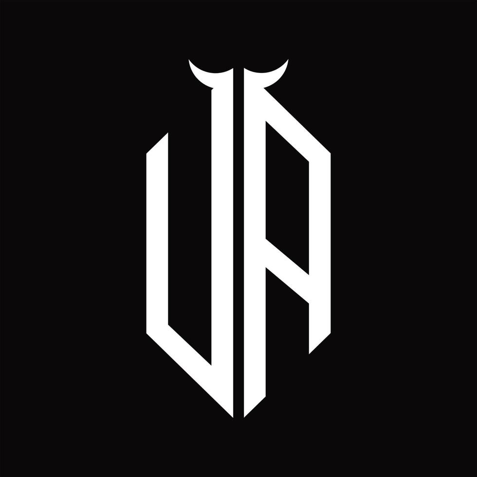 ua logo monogramm mit hornform isoliert schwarz-weiß-design-vorlage vektor