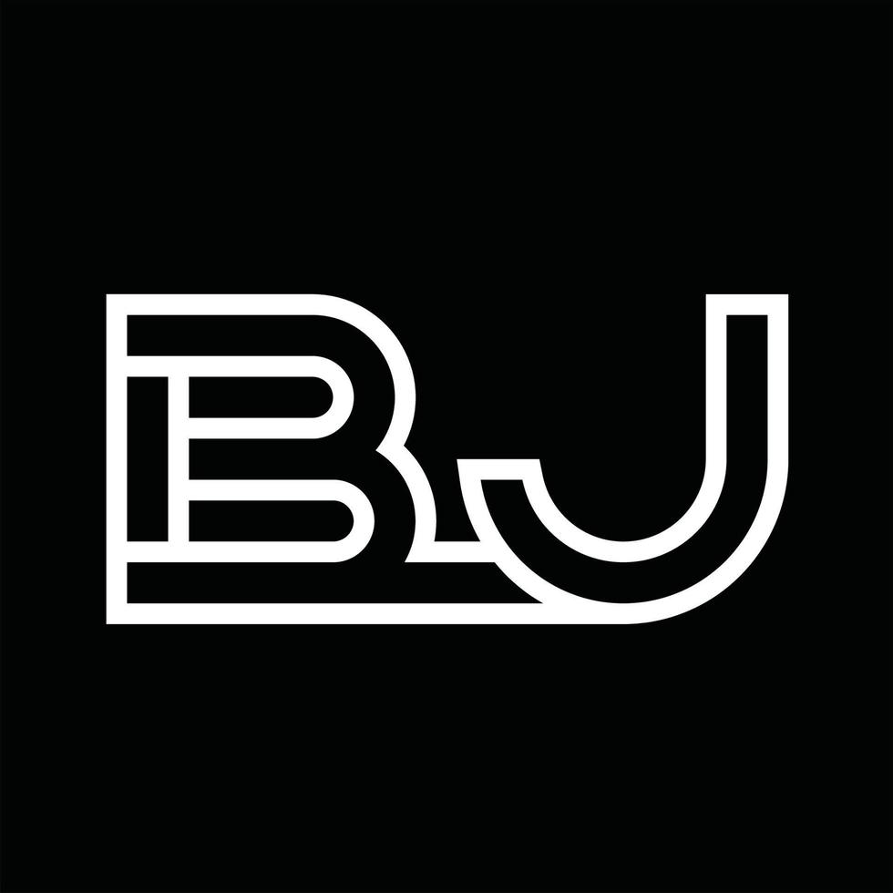 bj-logo-monogramm mit negativem raum im linienstil vektor
