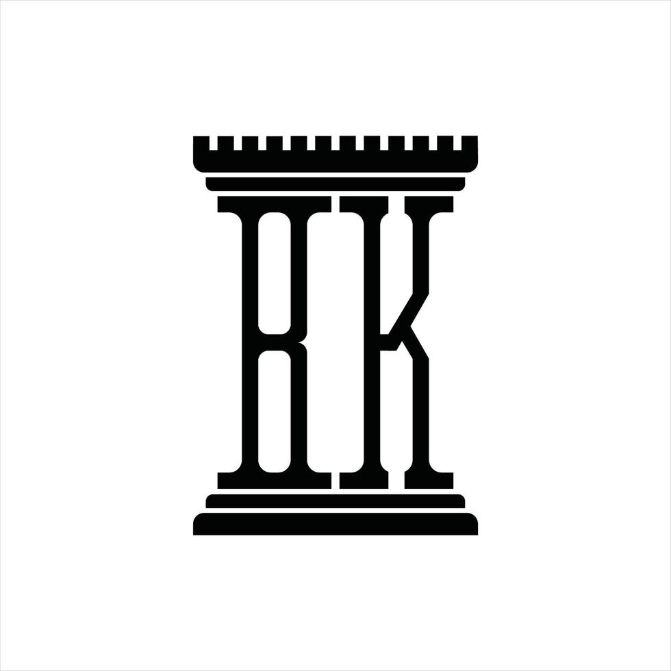bk logotyp monogram med pelare form design mall vektor
