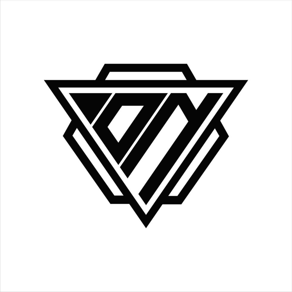 på logotyp monogram med triangel och sexhörning mall vektor