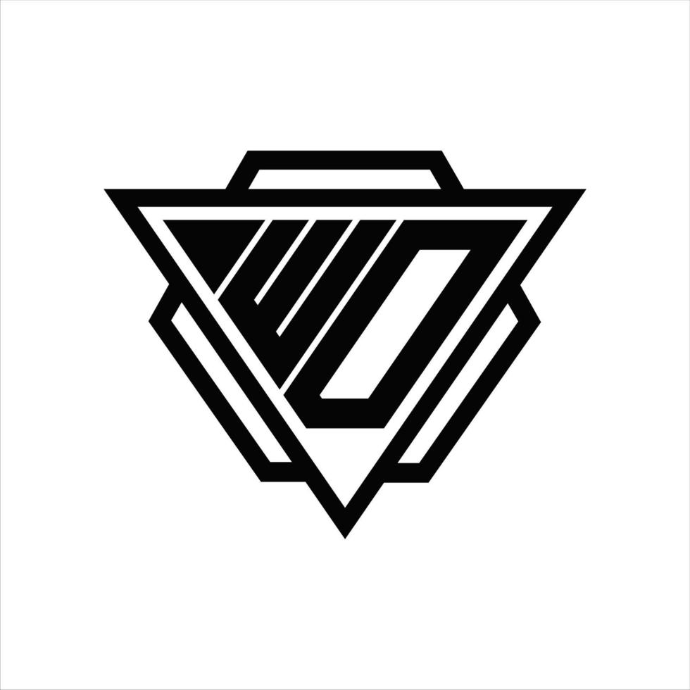 wd-logo-monogramm mit dreieck- und sechseckschablone vektor