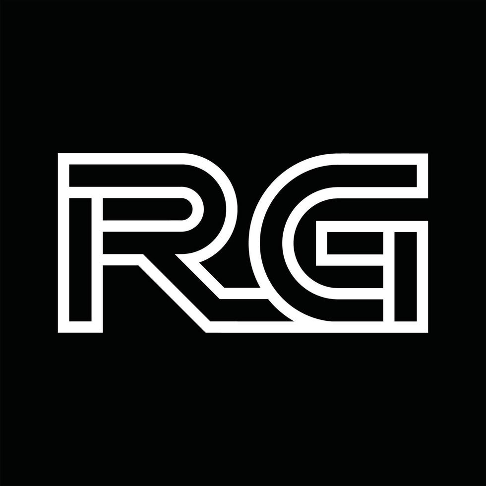 rg-Logo-Monogramm mit negativem Raum im Linienstil vektor