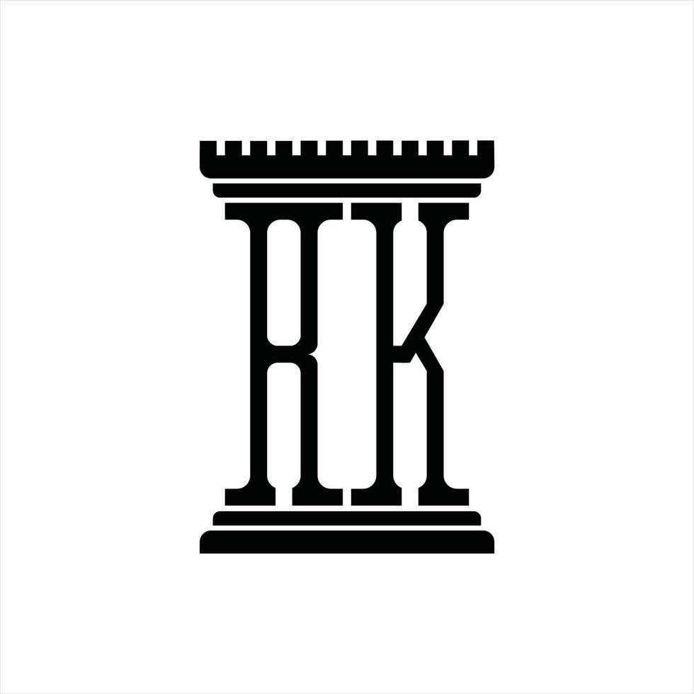 rk logotyp monogram med pelare form design mall vektor