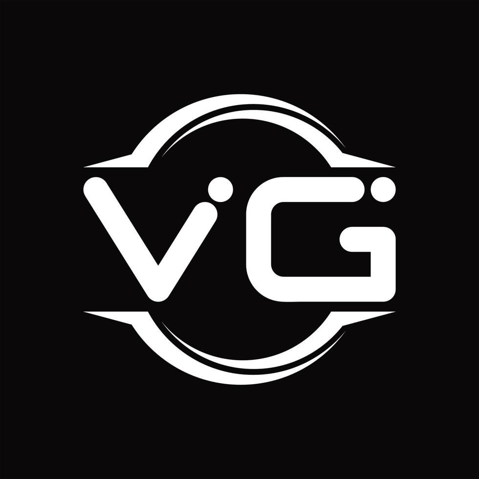 VG-Logo-Monogramm mit Kreis abgerundeter Scheibenform-Designvorlage vektor