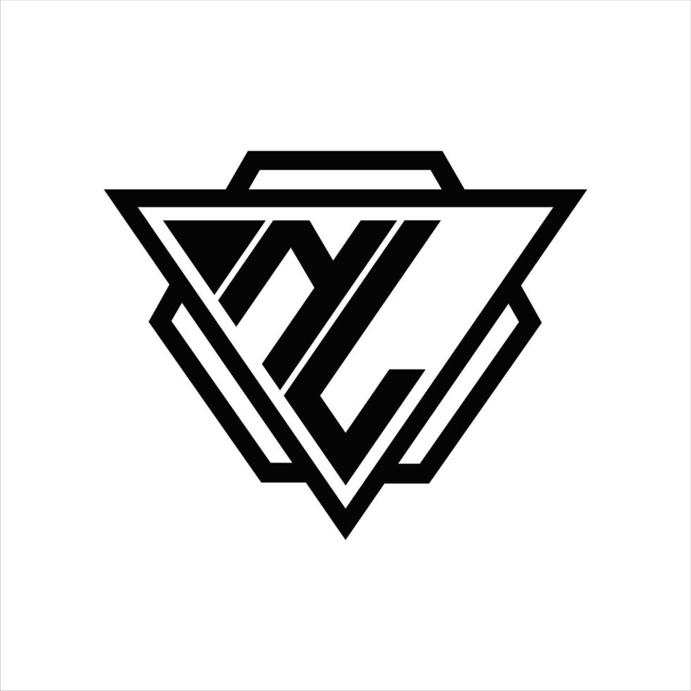 nl logotyp monogram med triangel och sexhörning mall vektor