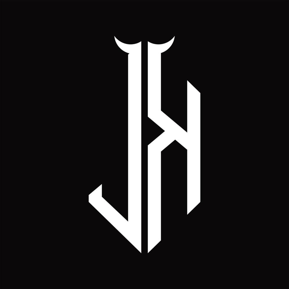 logotyp monogram med horn form isolerat svart och vit design mall vektor