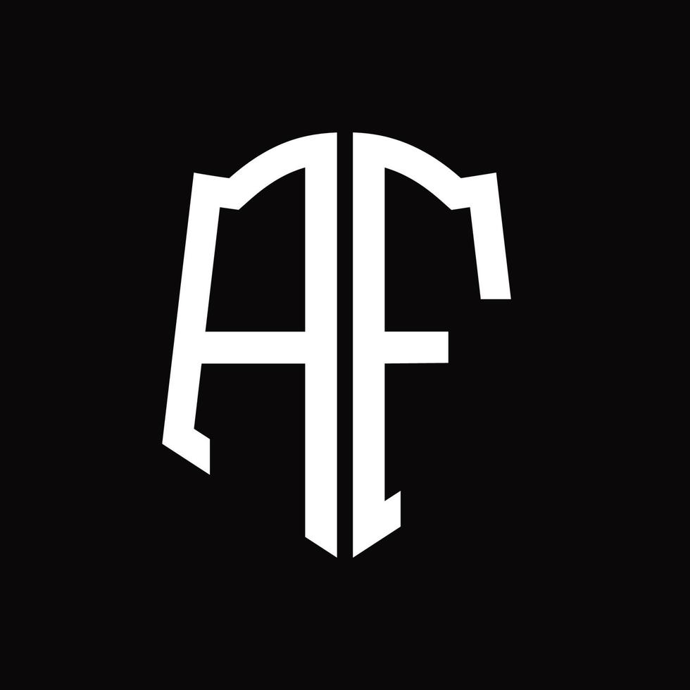 af-Logo-Monogramm mit Band-Design-Vorlage in Schildform vektor