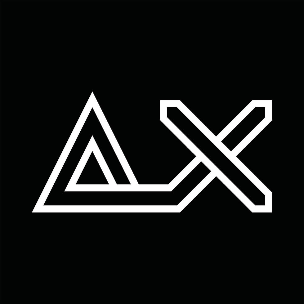 axt-logo-monogramm mit negativem raum im linienstil vektor