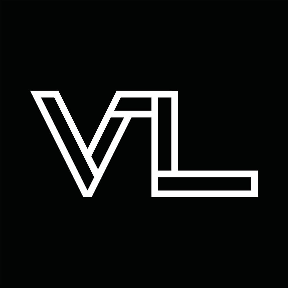 vl-Logo-Monogramm mit negativem Raum im Linienstil vektor