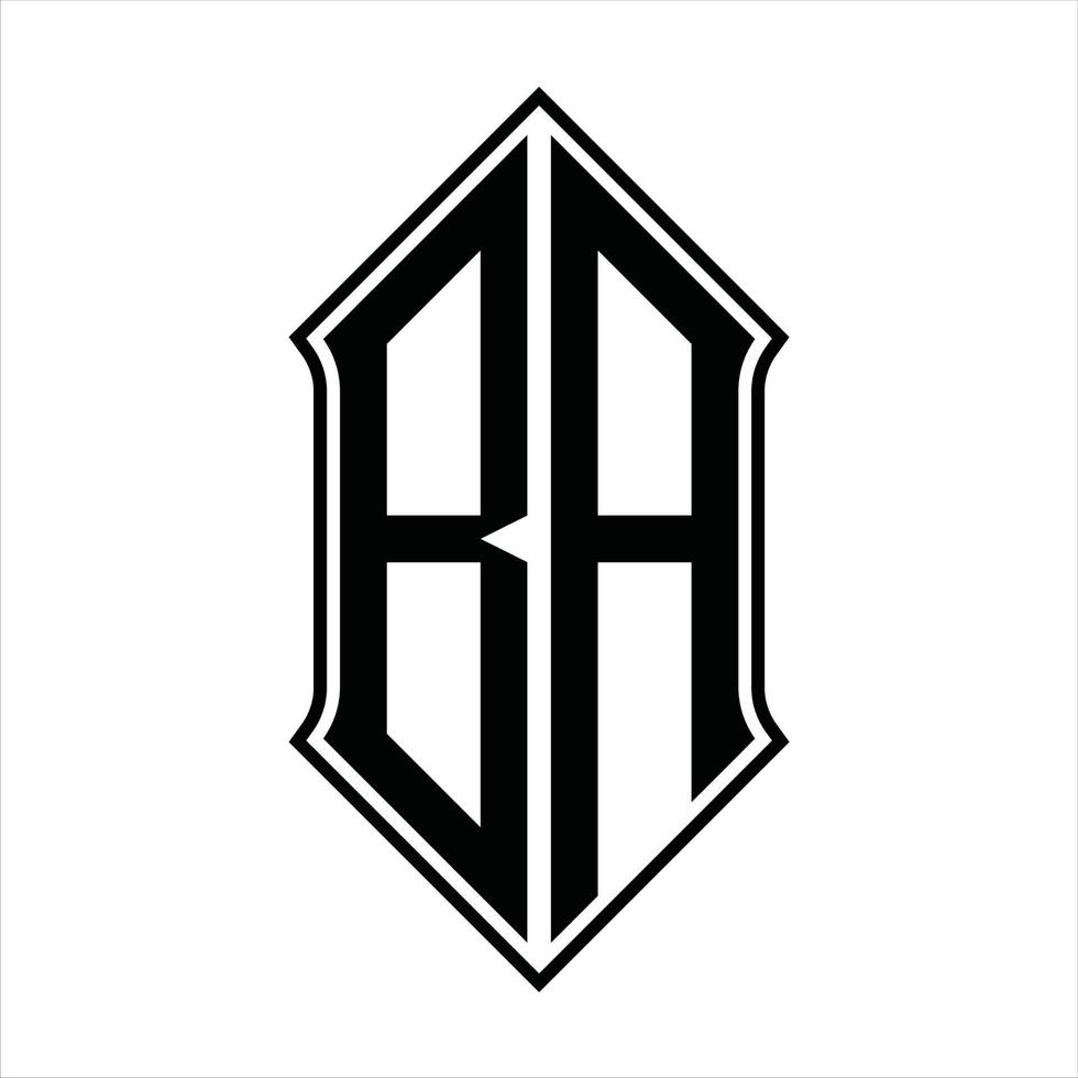 ba-Logo-Monogramm mit Schildform und Umriss-Design-Vorlage Vektorsymbol abstrakt vektor