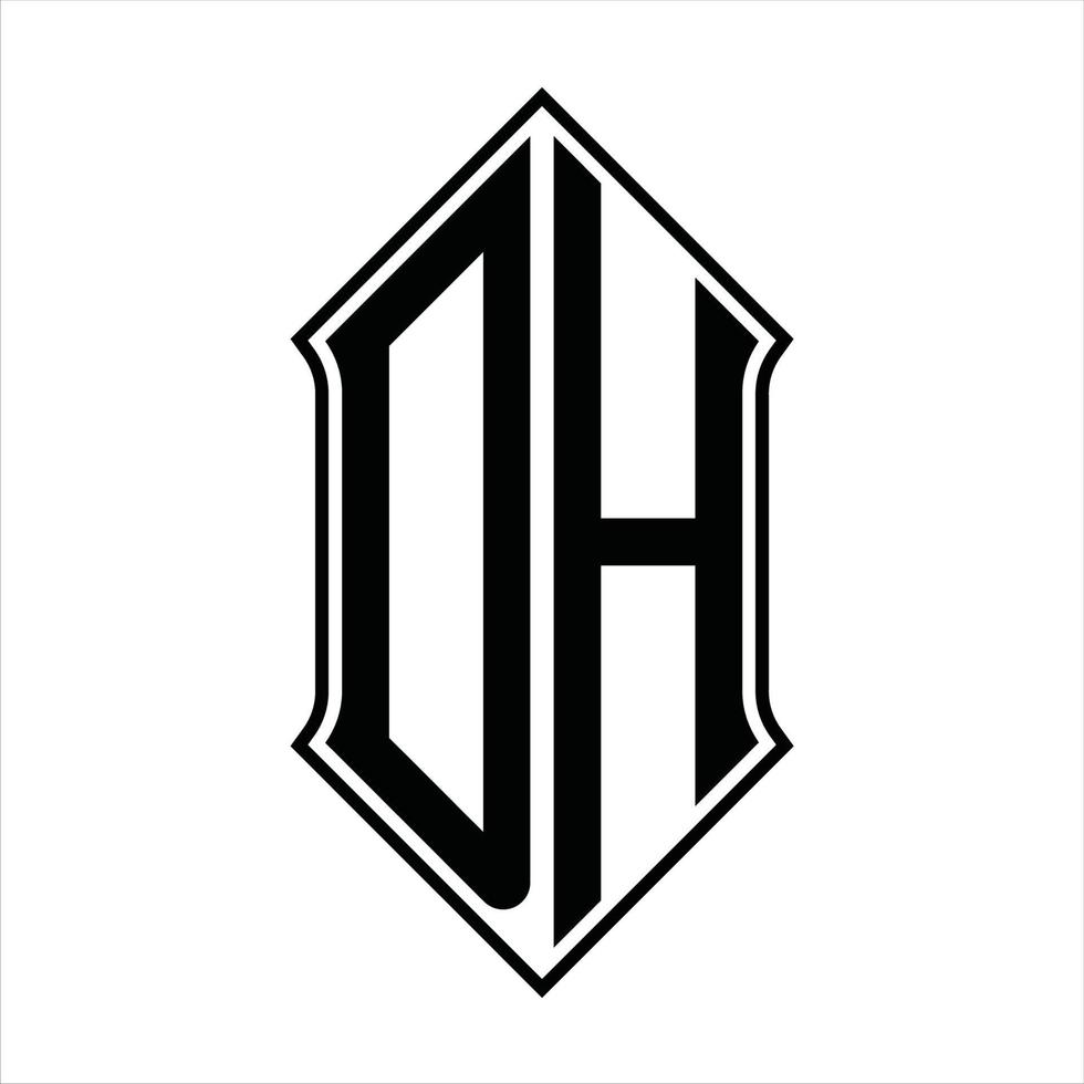 dh logotyp monogram med sköldform och översikt design mall vektor ikon abstrakt