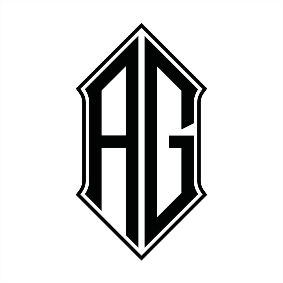 ag-Logo-Monogramm mit Schildform und Umriss-Design-Vorlage Vektorsymbol abstrakt vektor