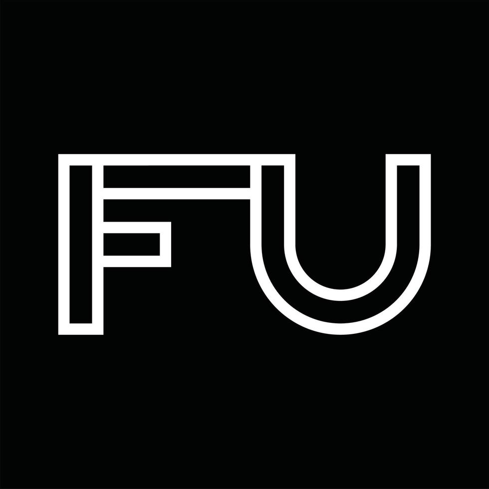 fu-logo-monogramm mit negativem raum im linienstil vektor