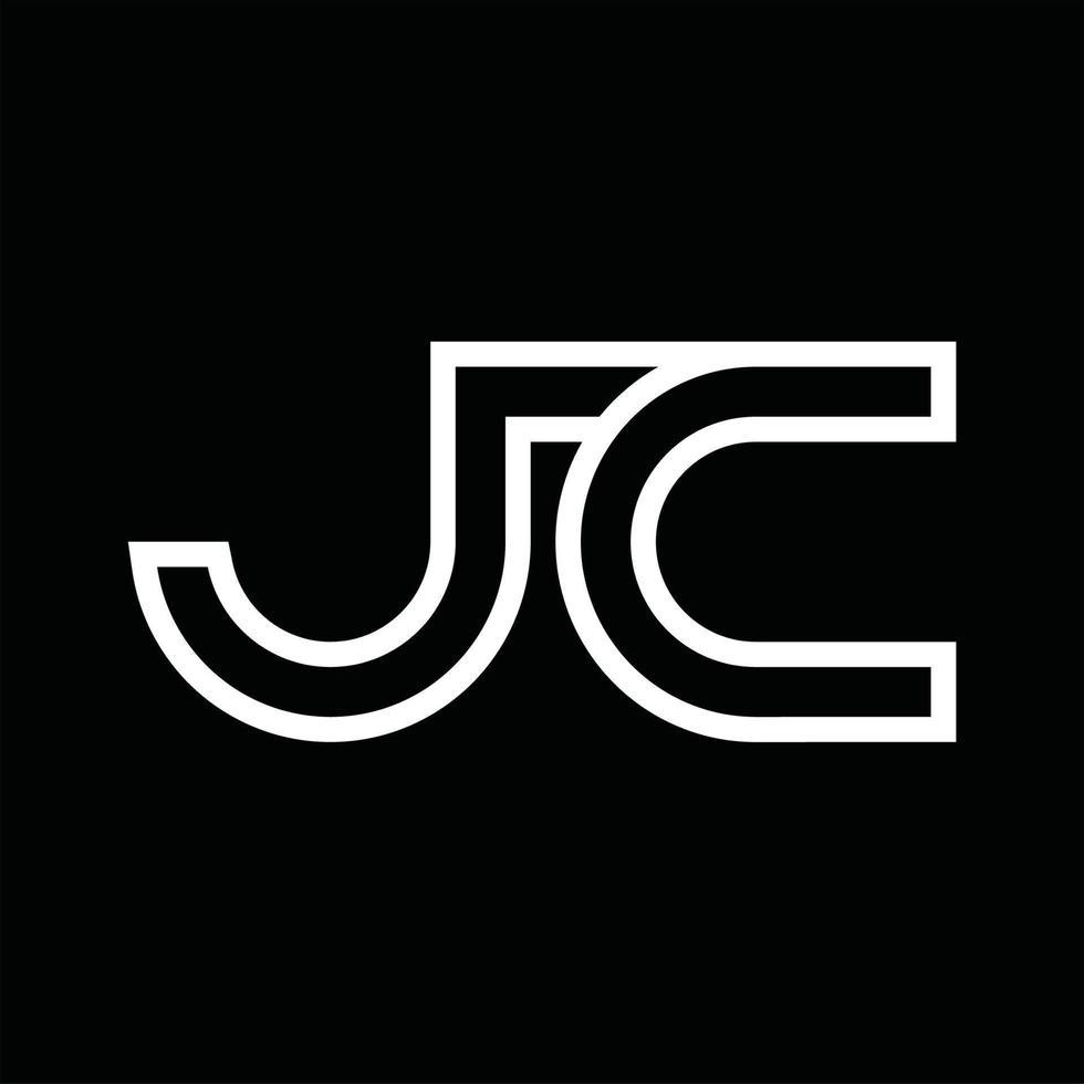 JC-Logo-Monogramm mit negativem Raum im Linienstil vektor