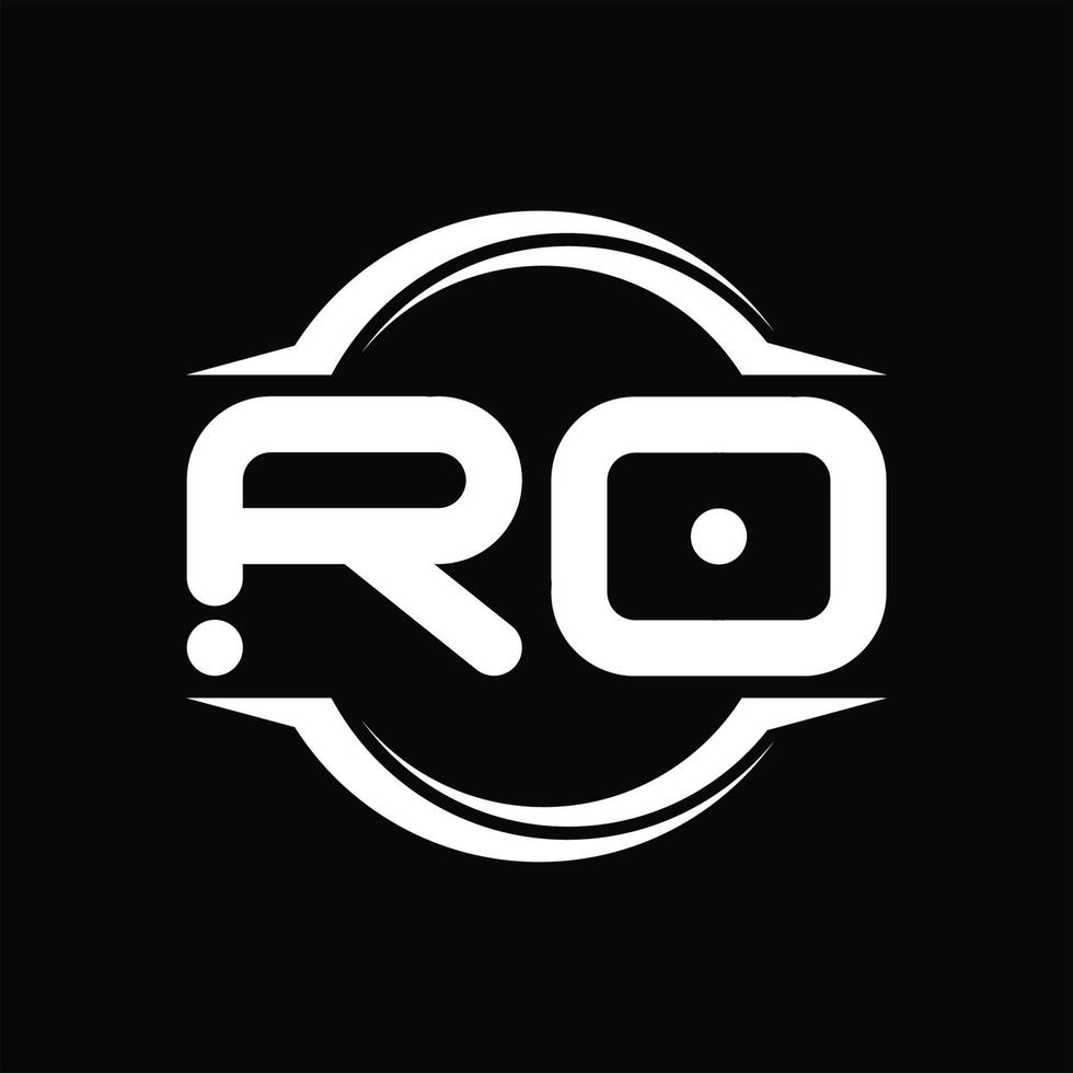 ro-logo-monogramm mit kreis abgerundeter scheibenform-designvorlage vektor