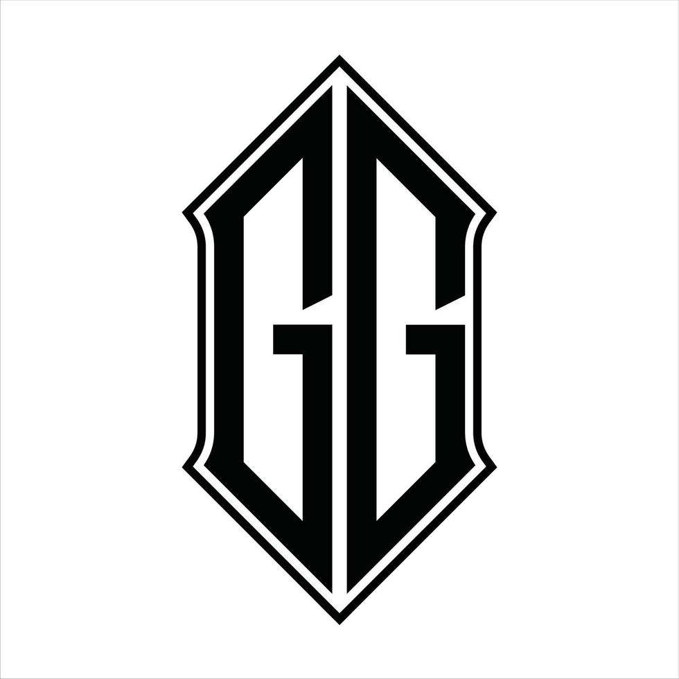 gg-Logo-Monogramm mit Schildform und Umriss-Design-Vorlage Vektorsymbol abstrakt vektor