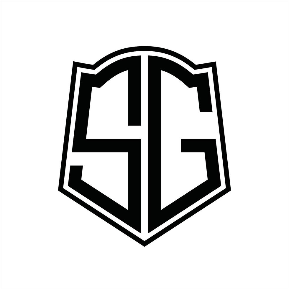 sg-Logo-Monogramm mit Schildform-Entwurfsvorlage vektor