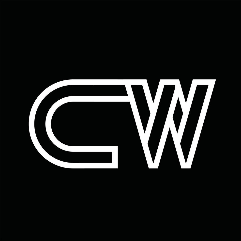 cw-logo-monogramm mit negativem raum im linienstil vektor