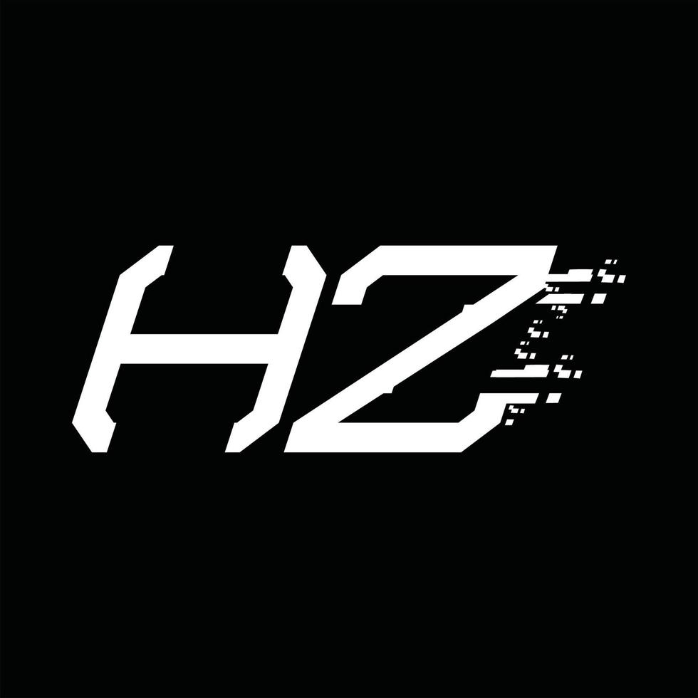 Designvorlage für hz-Logo-Monogramm mit abstrakter Geschwindigkeitstechnologie vektor