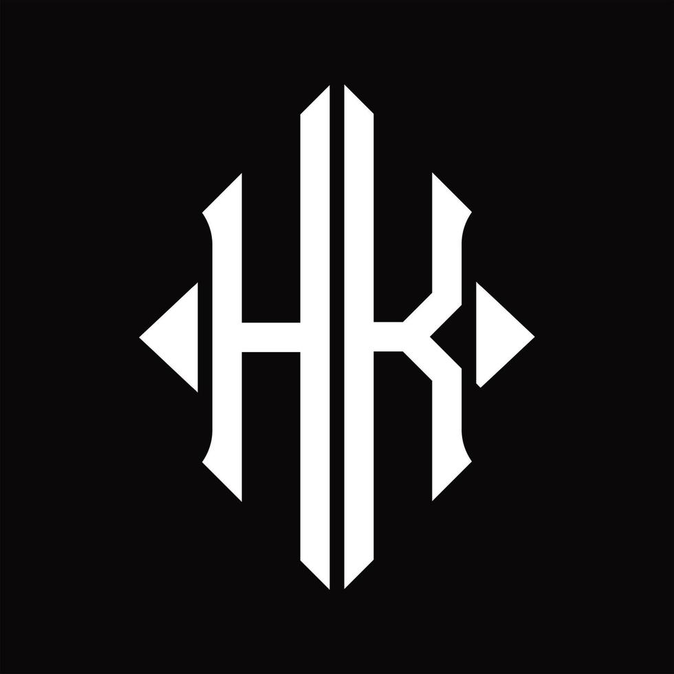 hk-Logo-Monogramm mit isolierter Designvorlage in Schildform vektor