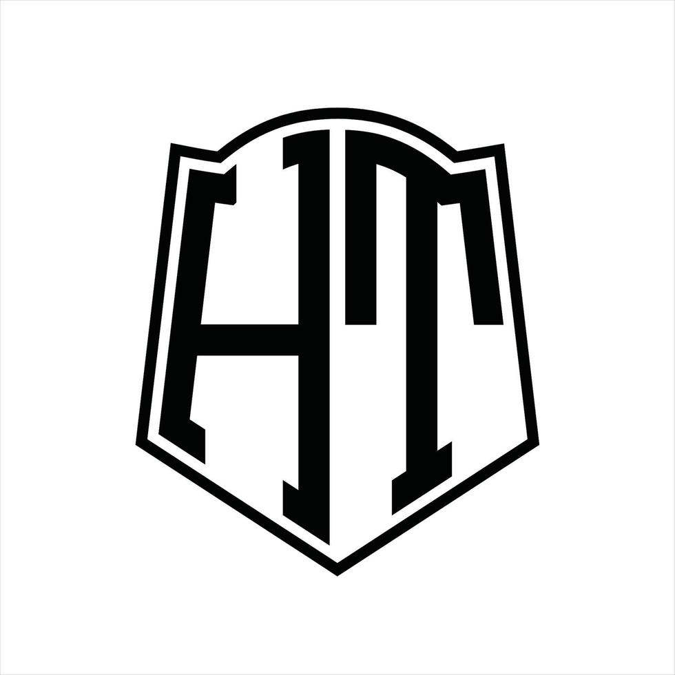 ht logotyp monogram med skydda form översikt design mall vektor