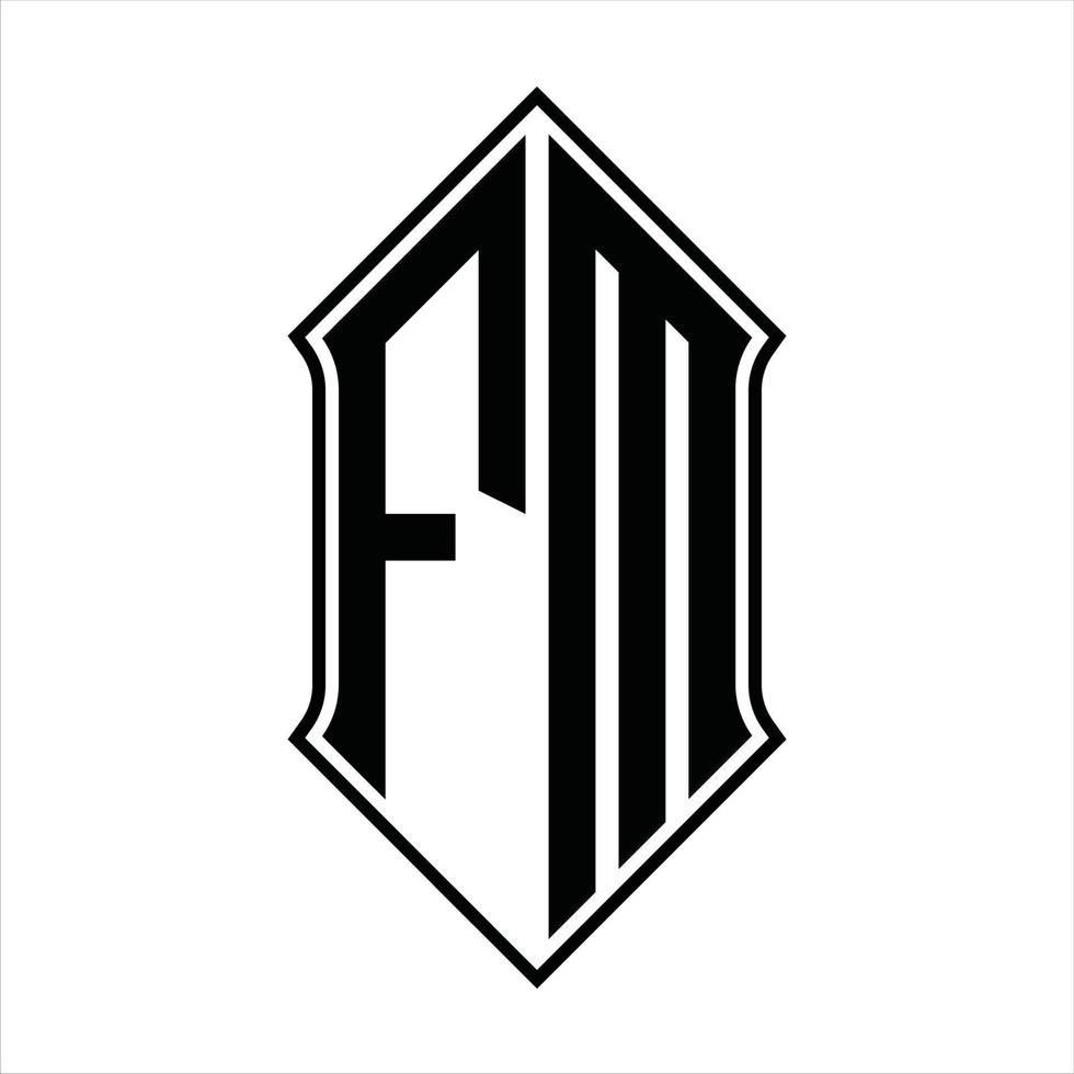 FM-Logo-Monogramm mit Schildform und Umriss-Design-Vorlage Vektorsymbol abstrakt vektor