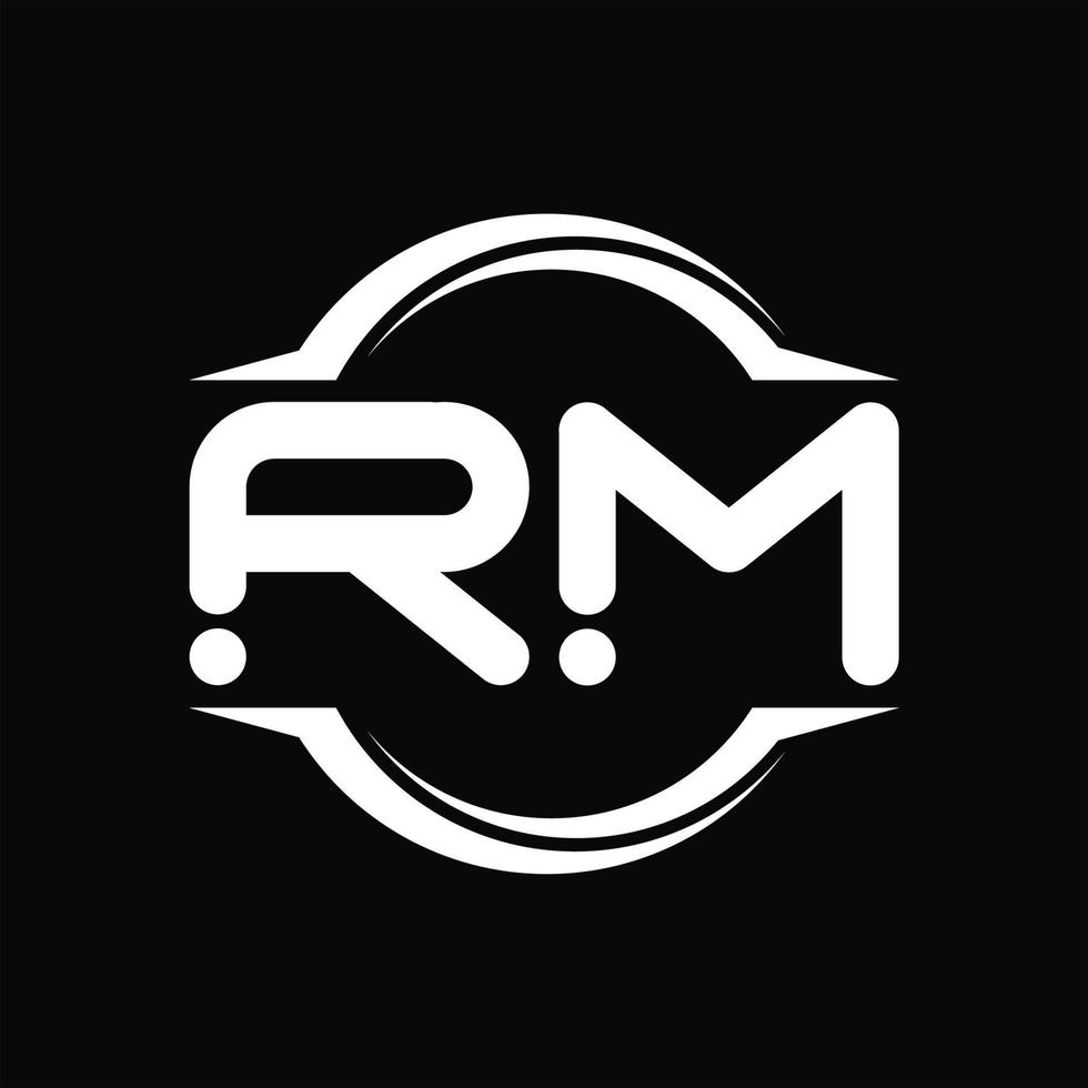 rm logotyp monogram med cirkel avrundad skiva form design mall vektor