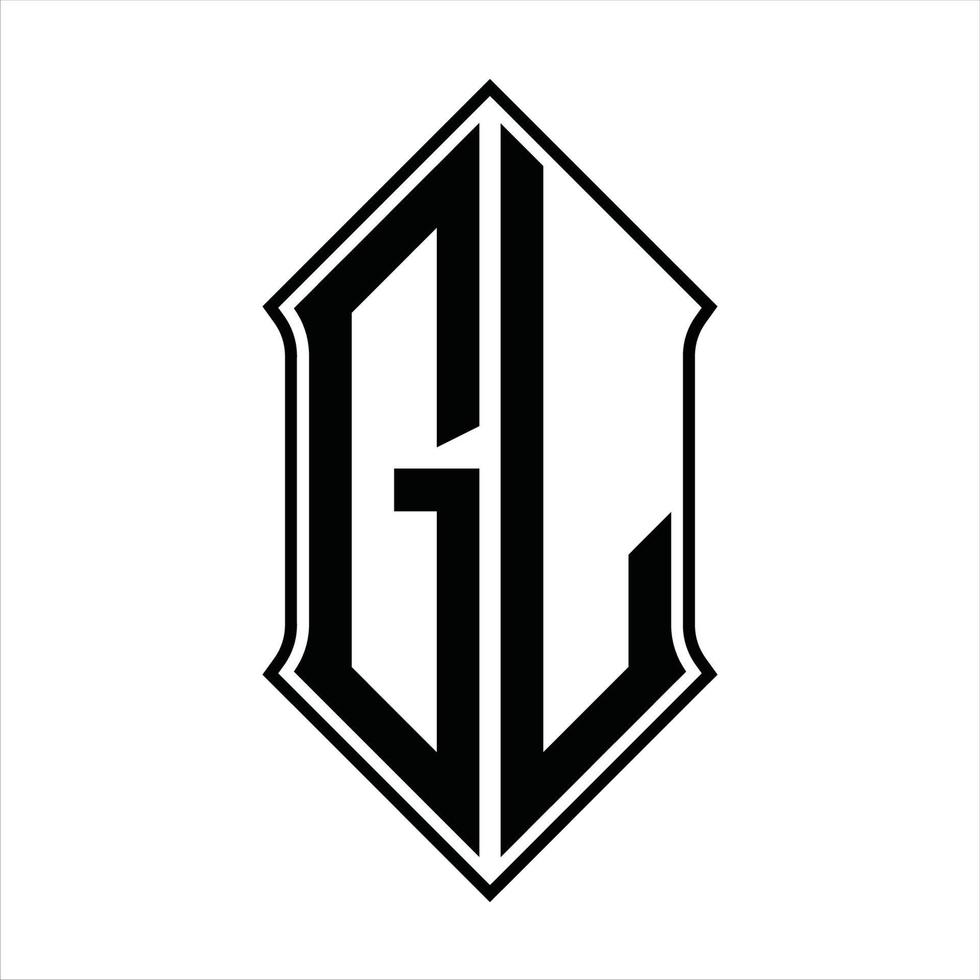 gl-Logo-Monogramm mit Schildform und Umriss-Design-Vorlage Vektorsymbol abstrakt vektor