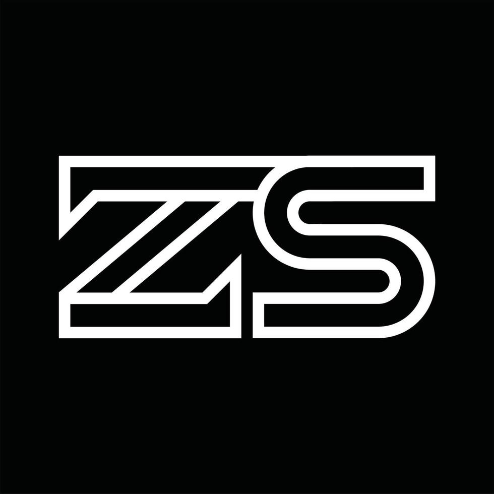 zs-Logo-Monogramm mit negativem Raum im Linienstil vektor