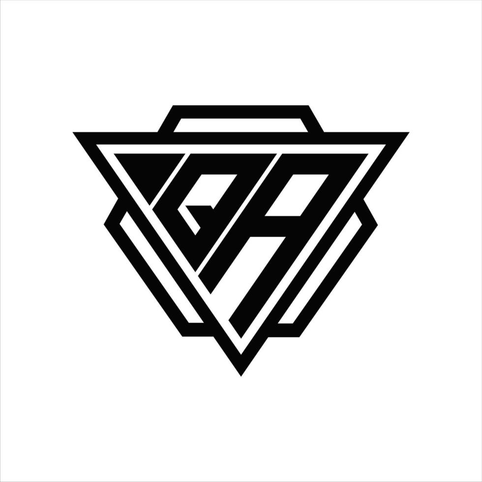 qa-logo-monogramm mit dreieck- und sechseckschablone vektor