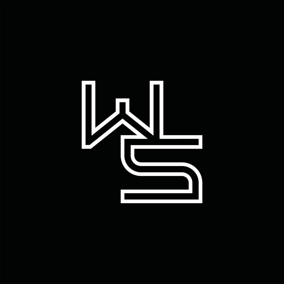 ws logotyp monogram med linje stil design mall vektor