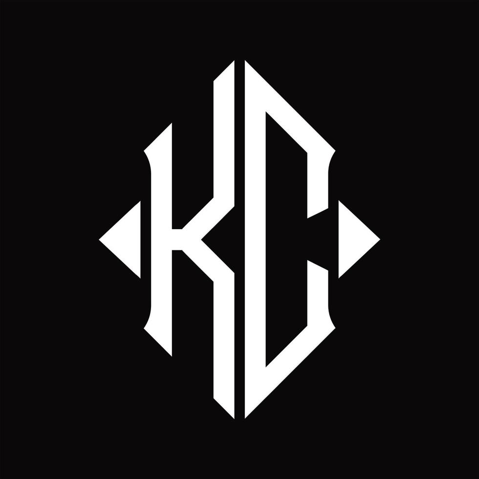 kc-Logo-Monogramm mit isolierter Designvorlage in Schildform vektor