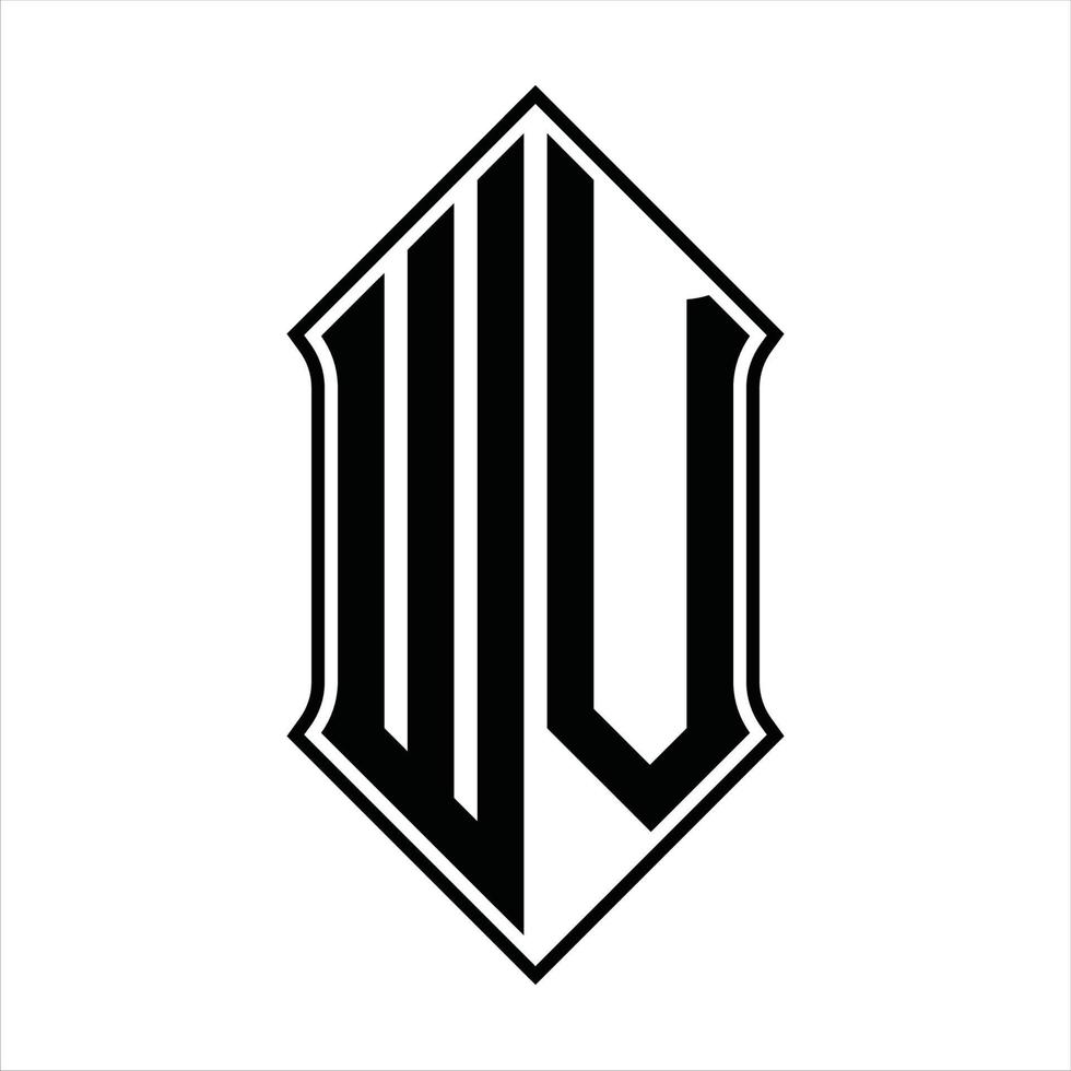 WV-Logo-Monogramm mit Schildform und Umriss-Design-Vorlage Vektorsymbol abstrakt vektor