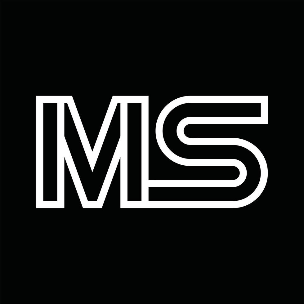 MS-Logo-Monogramm mit negativem Raum im Linienstil vektor