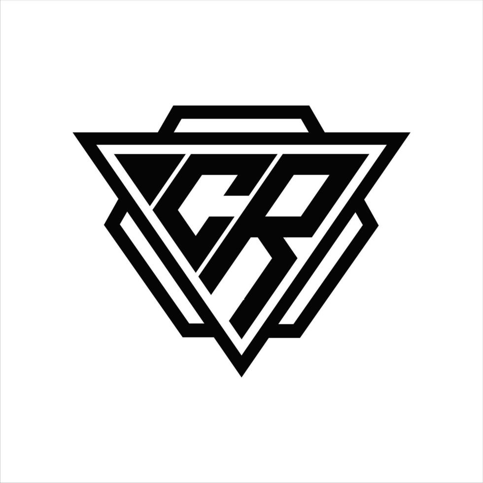 cr logotyp monogram med triangel och sexhörning mall vektor