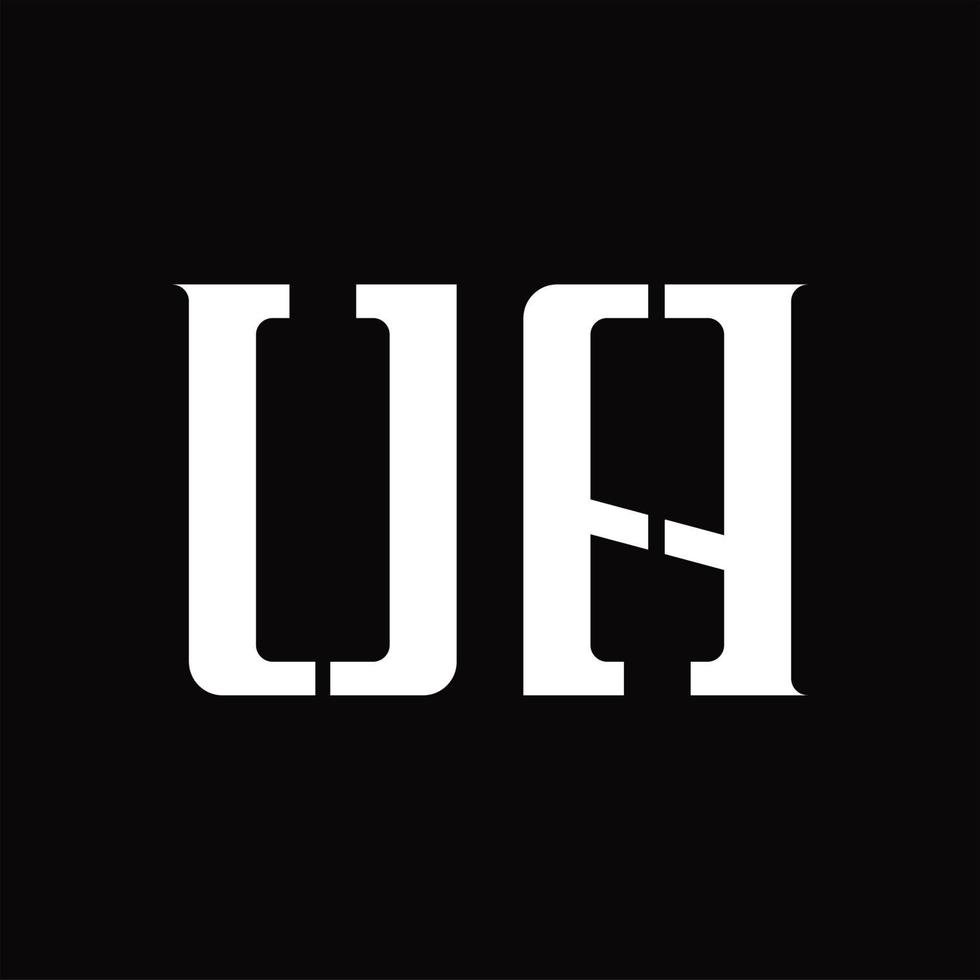 ua logotyp monogram med mitten skiva design mall vektor