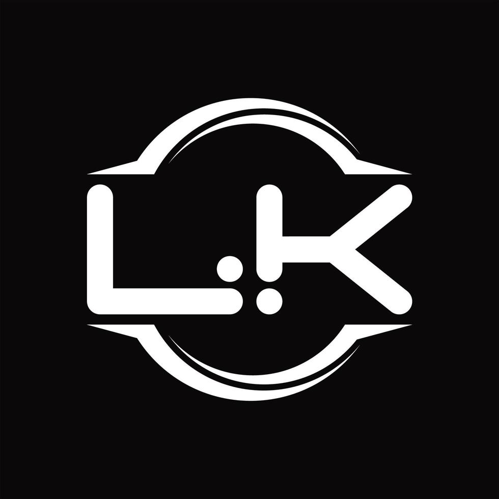 lk-logo-monogramm mit kreis abgerundeter scheibenform-designvorlage vektor