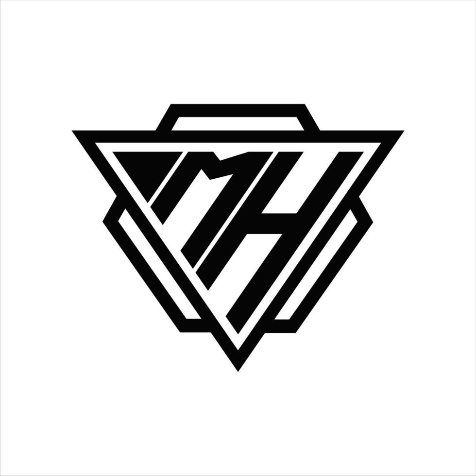 mh logotyp monogram med triangel och sexhörning mall vektor
