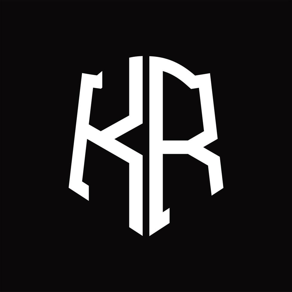 kr-Logo-Monogramm mit Band-Design-Vorlage in Schildform vektor