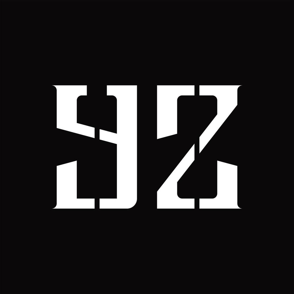 yz-Logo-Monogramm mit Designvorlage für mittlere Scheiben vektor
