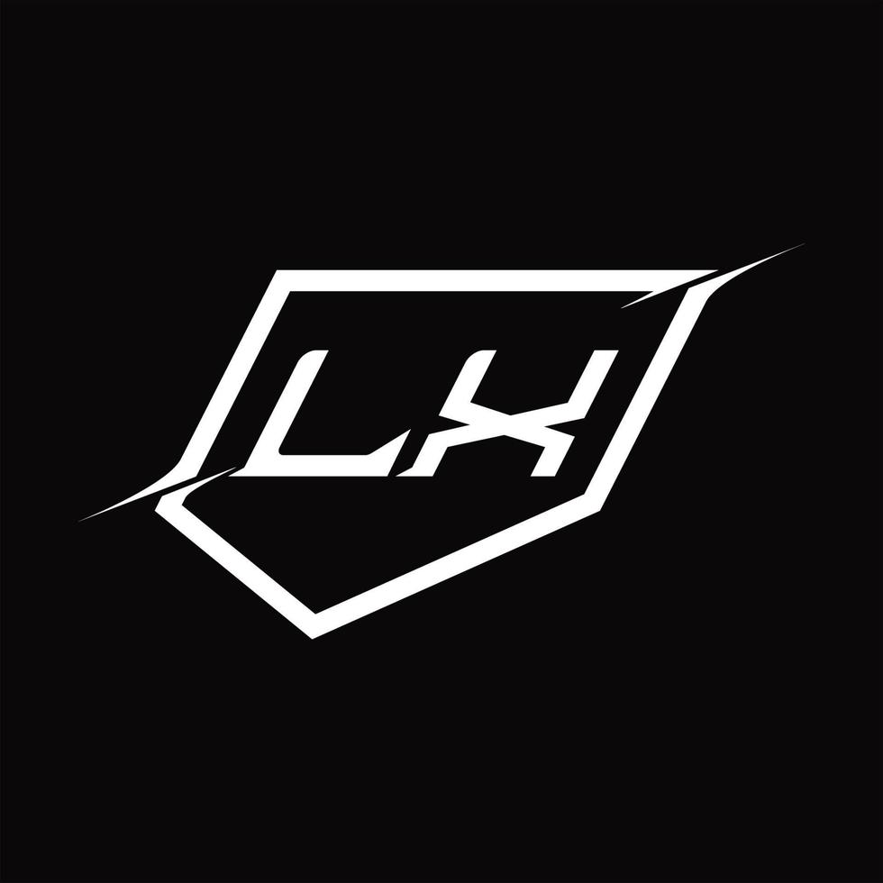 lx logotyp monogram brev med skydda och skiva stil design vektor
