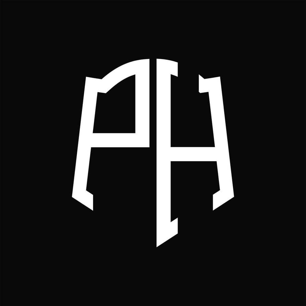 Ph-Logo-Monogramm mit Band-Design-Vorlage in Schildform vektor