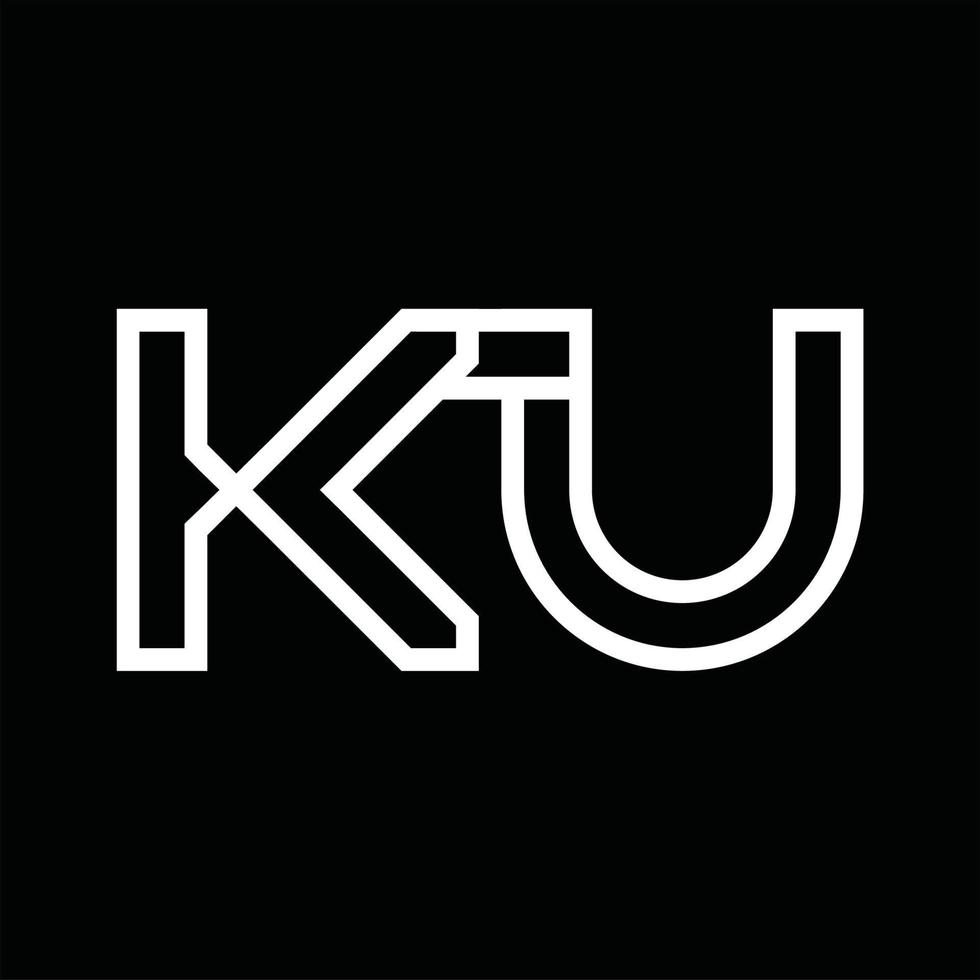 ku-Logo-Monogramm mit negativem Raum im Linienstil vektor