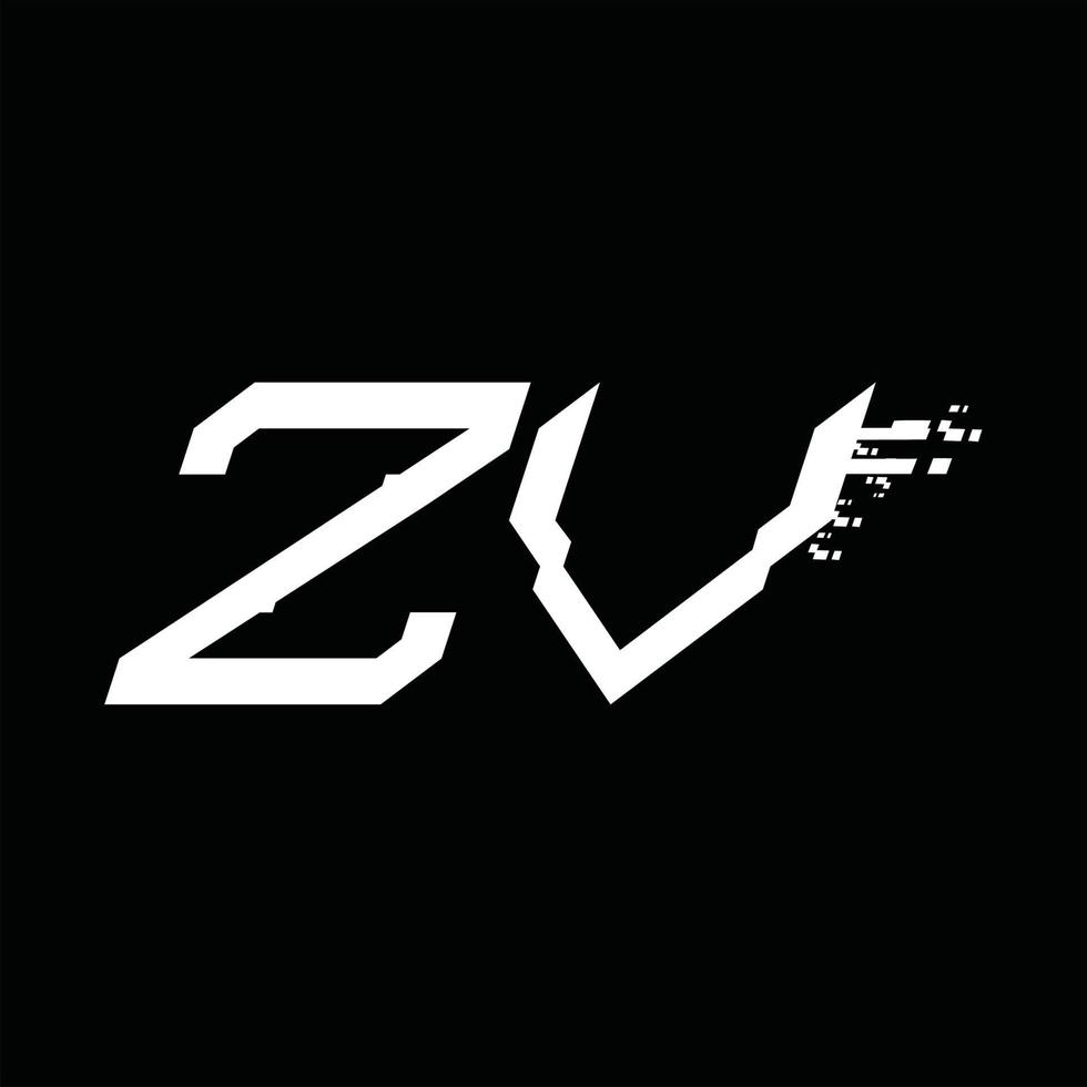 Designvorlage für zv-Logo-Monogramm mit abstrakter Geschwindigkeitstechnologie vektor