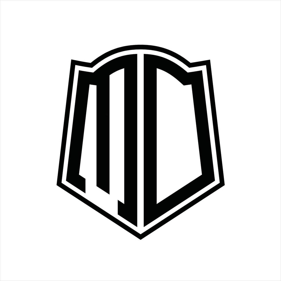 md logotyp monogram med skydda form översikt design mall vektor