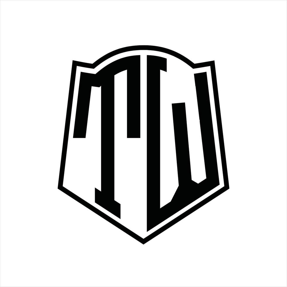 tw logotyp monogram med skydda form översikt design mall vektor